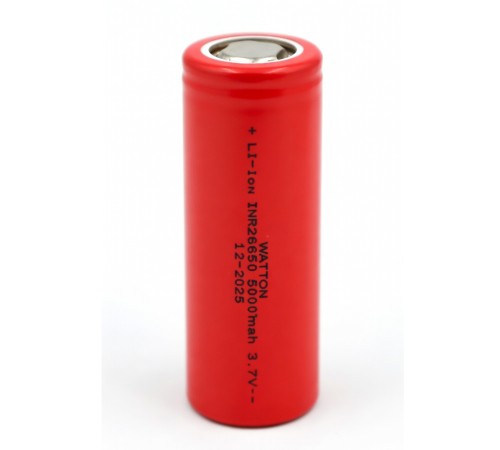 Watton INR 26650 5000mAh 3.7V Li-ion Şarj Edilebilir Pil - Kırmızı