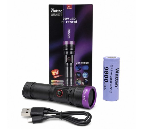 30W 395NM ŞARJLI UV ULTRAVİOLE LED IŞILK WT-711
