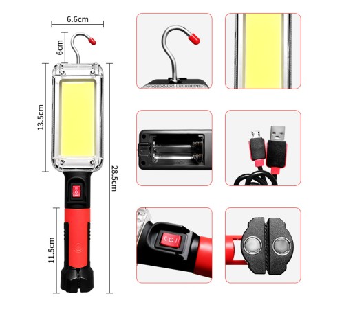 Usb Şarjlı Oto Tamirci Çalışma Lambası Watton Wt-733
